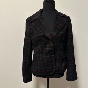 **TALBOTS* Black x Red Plaid Plaid Long Sleeve Blazer Suit Jacket Size 8